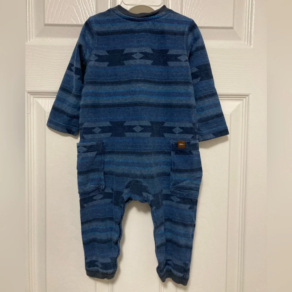 *Tea Collection Blue Southwest Print Long Sleeve Footless 1pc Sz 9-12M Romper #X